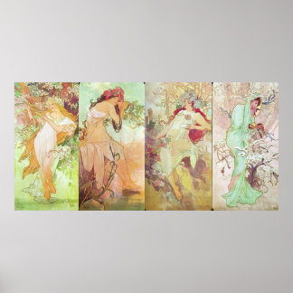 Poster Quatro estações por Alfons Mucha, 1896