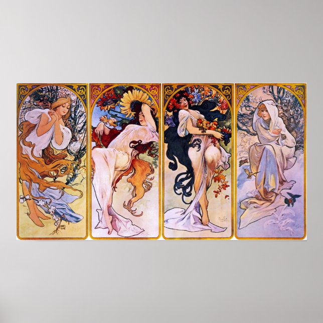 Poster Quatro estações por Alphonse Mucha 1895 (Frente)