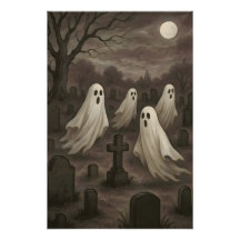 Quatro Fantasmas Sob a Lua Cheia no Cemitério