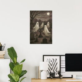 Poster Quatro Fantasmas Sob a Lua Cheia no Cemitério