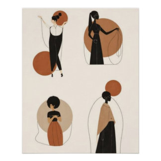 Póster Quatro Formas Femininas | Mulheres Abstratas Afric
