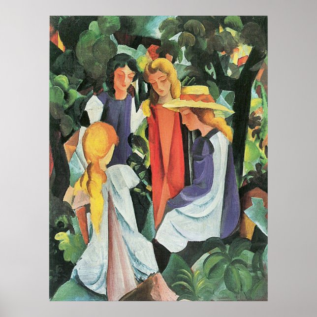 Poster Quatro garotas em August Macke (Frente)