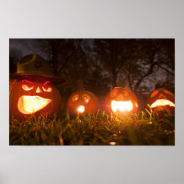 Poster Quatro Jack-o'-Lanterns no Halloween