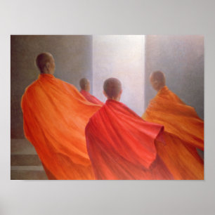 Póster Quatro monges em etapas do templo