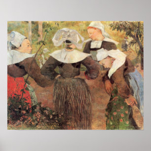 Póster Quatro mulheres bretão por Paul Gauguin