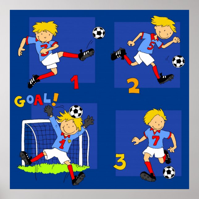 Poster Quatro rapazes jogando futebol (Frente)