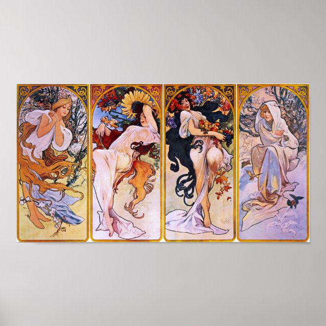 Póster Quatro Sasons Alfons Mucha (Frente)