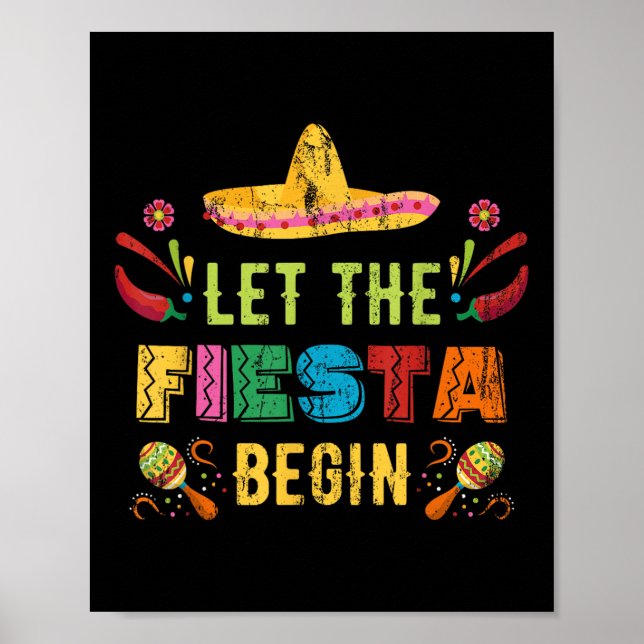Poster Que A Fiesta Comece Engraçada Cinco De Mayo Mexica (Frente)