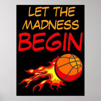 Poster Que Comece a Loucura, Bola de Basquete em Chamas