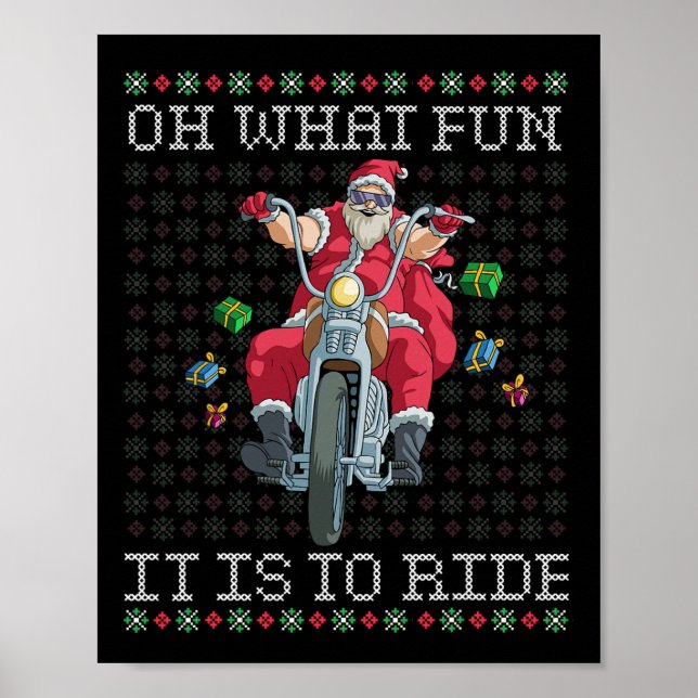 Poster Que Diversão É Dirigir O Gif De Natal De Motocicle (Frente)