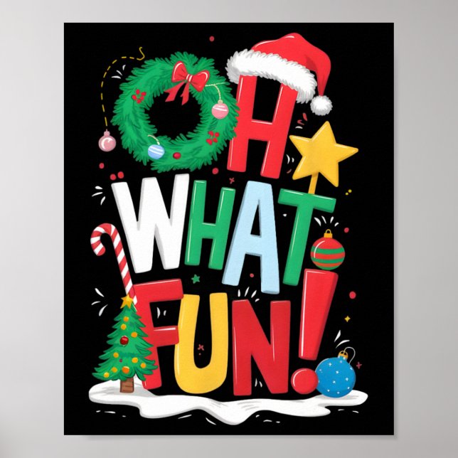 Poster Que Diversão O Natal Com Grinalda E Árvore  (Frente)
