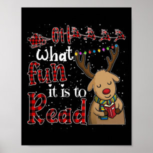 Poster Que Divertido É Ler A Bonita Reindeer De Natal
