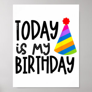 Poster Que Diz Hoje É Meu Aniversário - Design de Chapéu