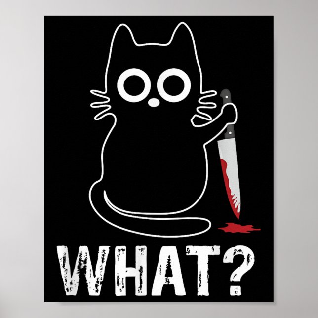 Poster Que - Engraçado Gato Com Design Gráfico De Faca (Frente)