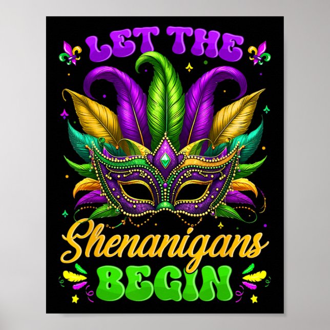 Poster Que Os Shenanigans Comecem A Camisas Mardi Gras Ho (Frente)