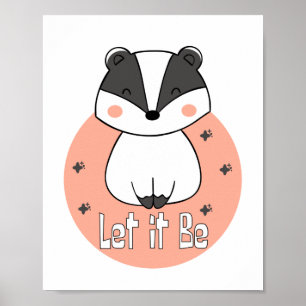 Poster Que seja um guaxinim engraçado Kawaii sorrindo bra