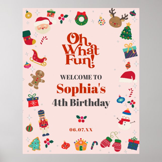 Poster Que sinal de boas-vindas da festa de aniversário d (Frente)