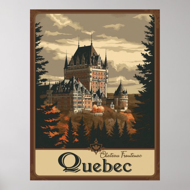 Poster Quebec, Canadá, Majestade do Château Frontenac (Frente)