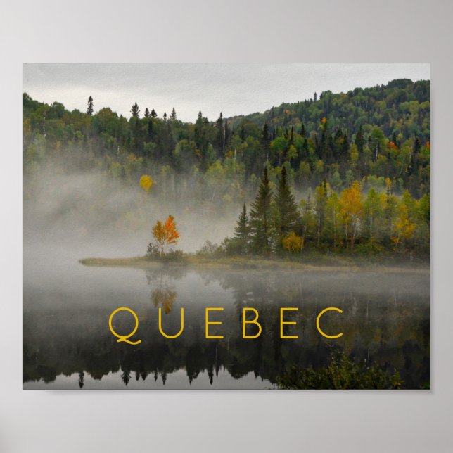 Poster Quebec Landscape Fall Lake com Fog Fine Art Photo (Frente)