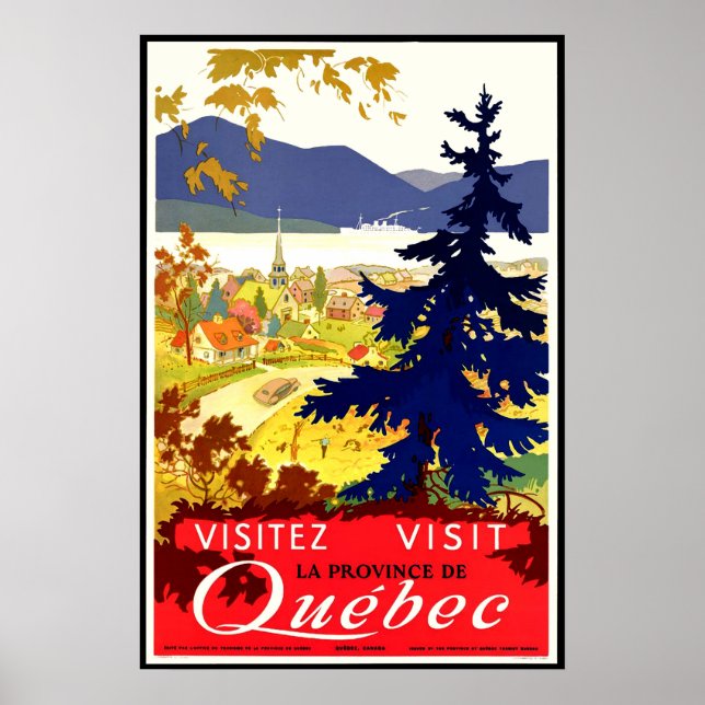 Poster Quebeque, paisagem, Canadá, natureza, viagens vint (Frente)