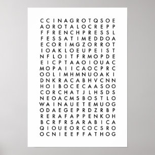 Póster quebra-cabeça de busca de palavra em café