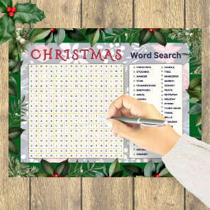 Poster Quebra-cabeça de busca de palavras de Natal Ativid
