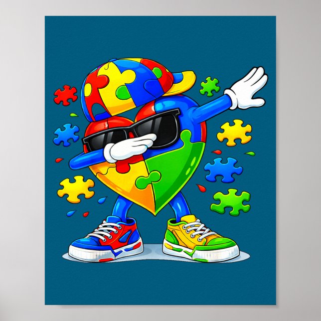 Poster Quebra-cabeça de dabbing conscientização do autism (Frente)