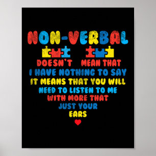 Poster Quebra-cabeça de Ouvir Autismo Não-verbil Kid