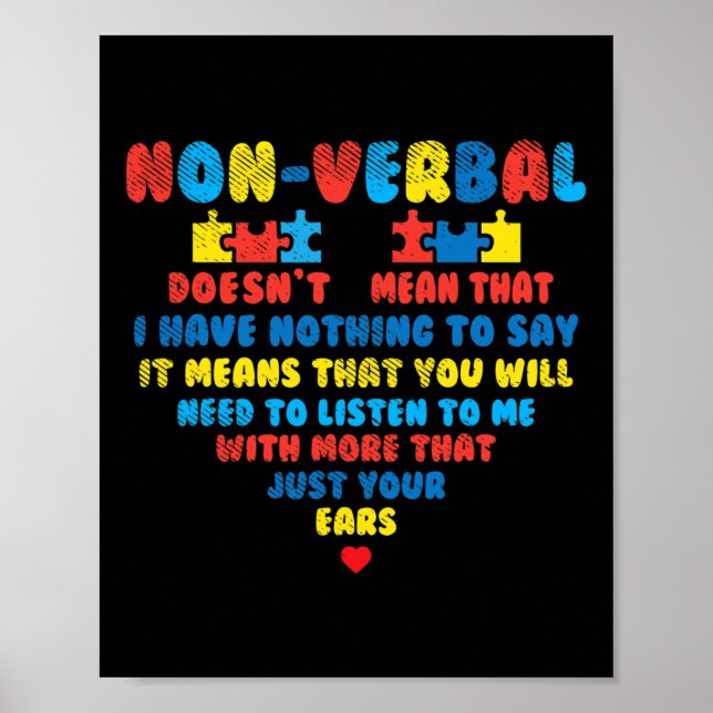 Poster Quebra-cabeça de Ouvir Autismo Não-verbil Kid (Frente)