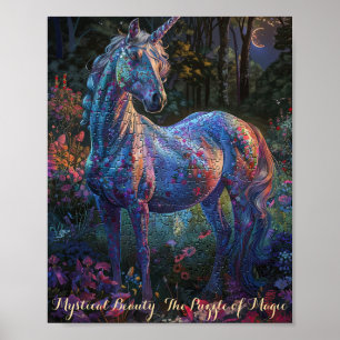 Poster Quebra-cabeça de Unicórnio Floral Encantado - Fant