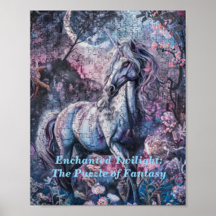 Poster Quebra-cabeça de Unicórnio Lua - Fantasia Noturna