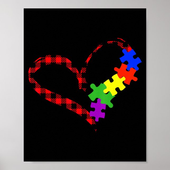 Poster Quebra-cabeça do Autismo Buffalo Xadrez Amor Natal (Frente)