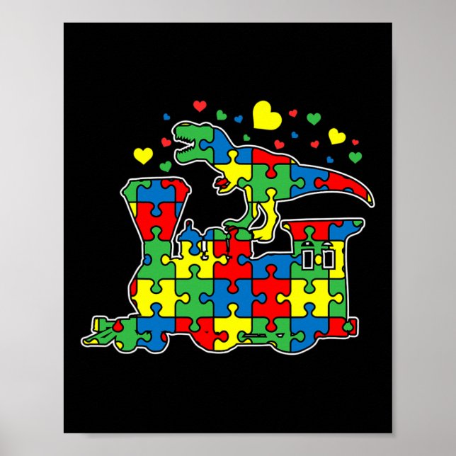 Poster Quebra-cabeça do comboio de dinossauro Piece Autis (Frente)