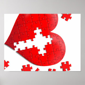 Póster Quebra-cabeça do coração do amor cristão