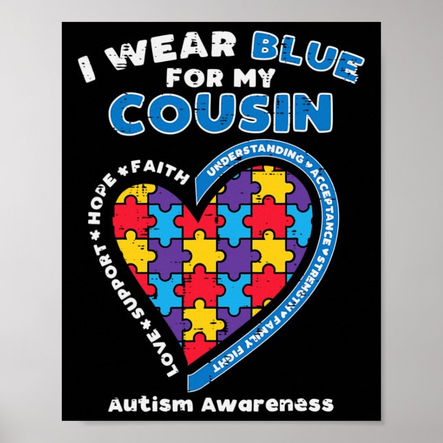 Poster Quebra-cabeça Vestir Azul Para Meu Primo Autismo S (Frente)