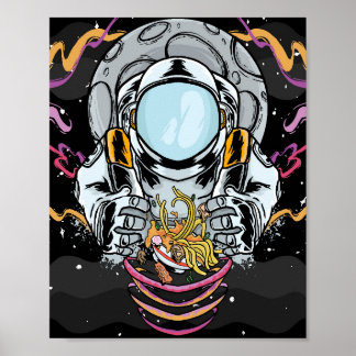 Poster Quebra de macarrão astronauta no espaço