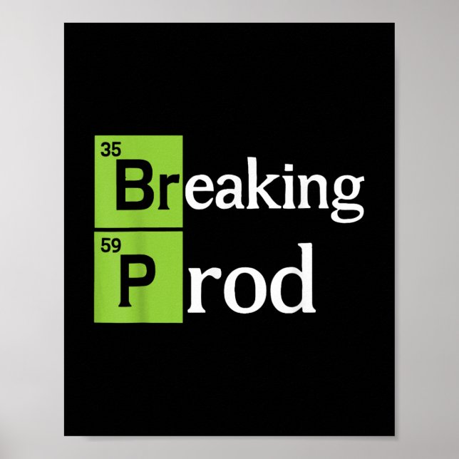 Poster Quebrando camiseta Ops Do Dev Engraçado Do Prod.pn (Frente)
