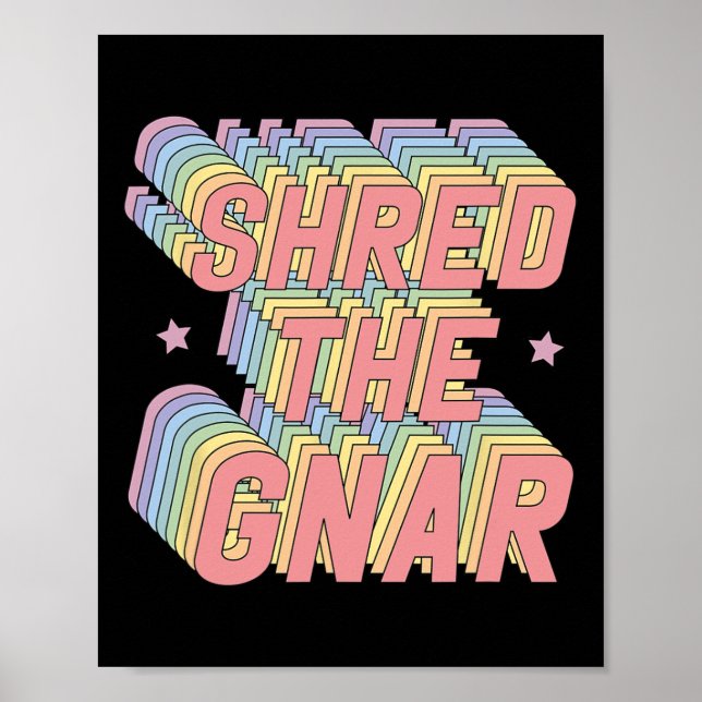 Poster Quebrou O Gnar Snowboard Surfing No Rainbow Pastel (Frente)