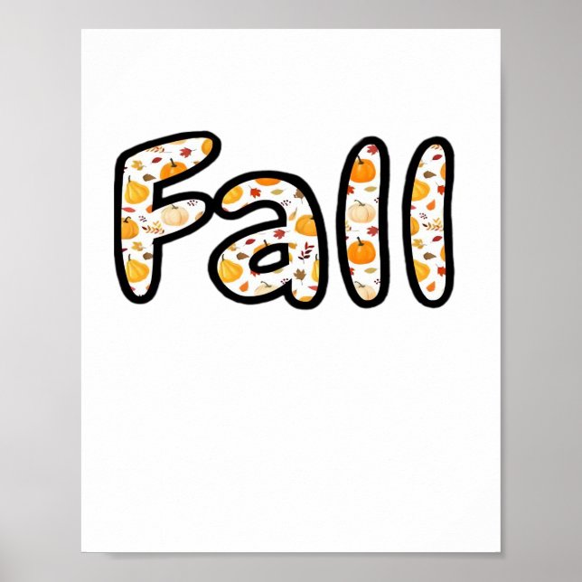 Poster Queda com a Printab da Estação de outono de Pumpki (Frente)