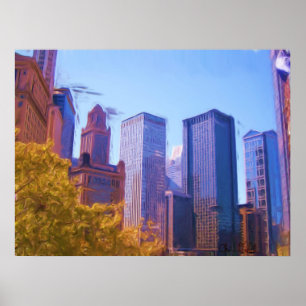 Póster Queda da cidade de Chicago assinada