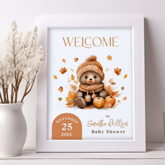 Poster Queda De Amor Urso De Teddy Laranja Pumpkin Bem-Vi (Criador carregado)