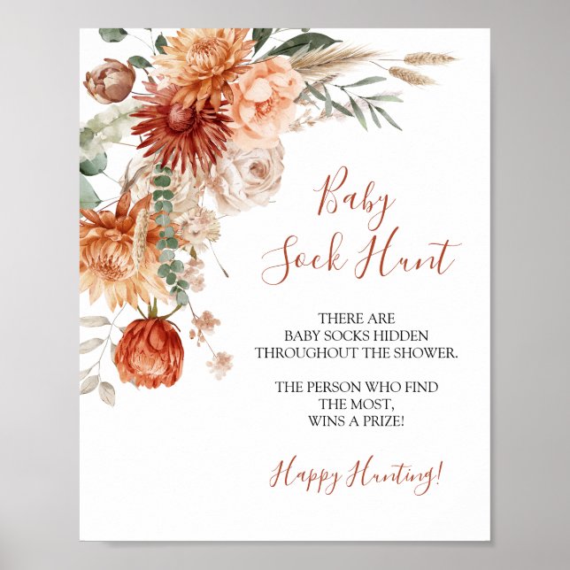 Poster Queda de flor selvagem no amor Chá de fraldas Caça (Frente)