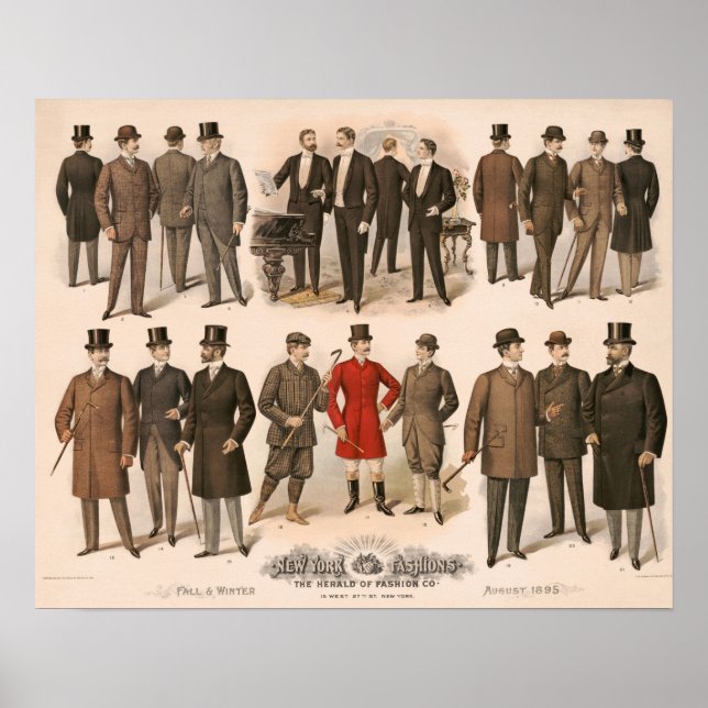 Poster Queda de moda masculina e inverno de 1895 (Frente)
