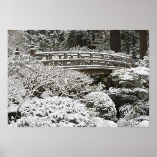 Póster Queda de neve no Jardim Japonês Portland,