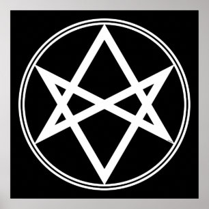 Póster Queda do Unicursal Hexagrama Branco
