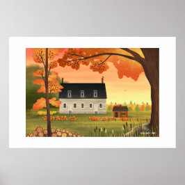 Poster Queda Farmhouse Autumn Pumpkin Extra Grande Impres