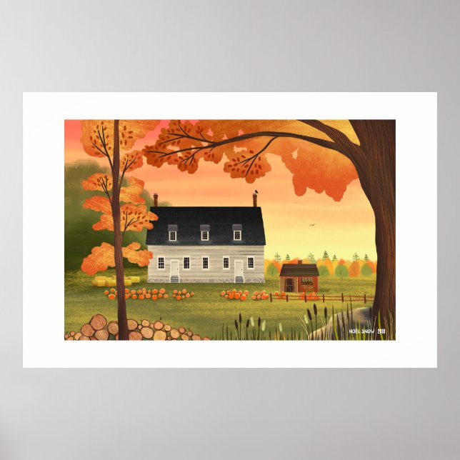 Poster Queda Farmhouse Autumn Pumpkin Extra Grande Impres (Frente)