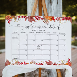 Poster Queda Pequena abóbora adivinha calendário de data 