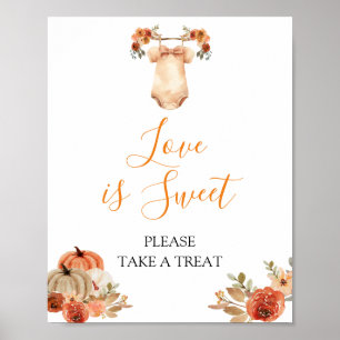 Poster Queda Pumpkin Floral Bebê Roupas Amor é Doce