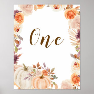 Poster Queda Russo Boho Pumpkin Número da Mesa Maravilhos